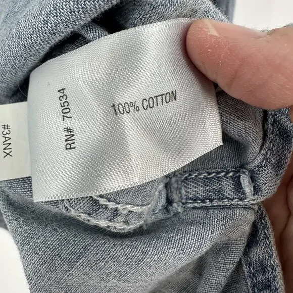 Orvis Shirt Womens Large Blue Denim Floral Embroidered Button Down Long Sleeve - Picture 10 of 12